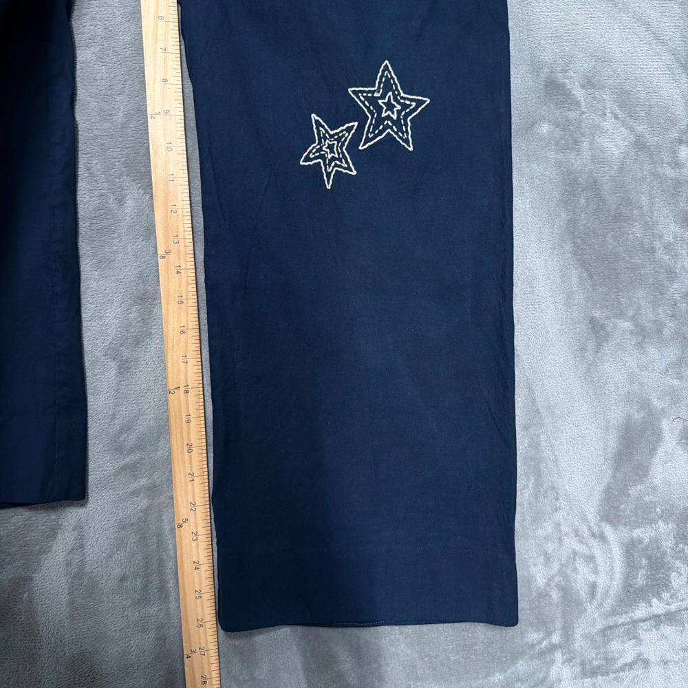 Maeve The Colette Pants Womens 32 Navy Blue Star Embroidered Wide Leg Cropped - Picture 12 of 14